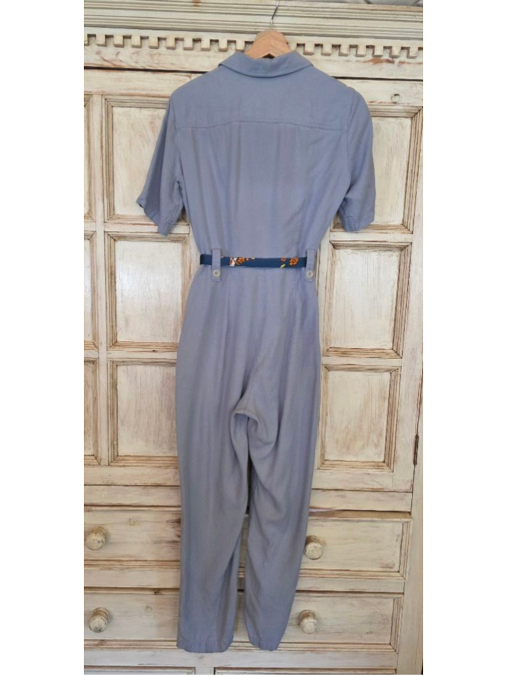 Los Angeles Atelier & Other Stories Light Blue Jumpsuit with Navy Floral Belt 6 - Picture 2 of 10